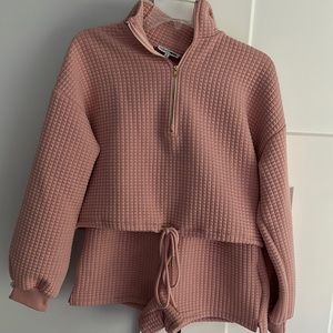 Pink fashion nova matching sweater & short matching outfit